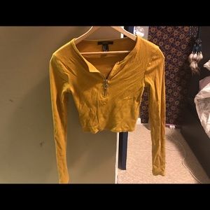 Mustard yellow long sleeve crop top